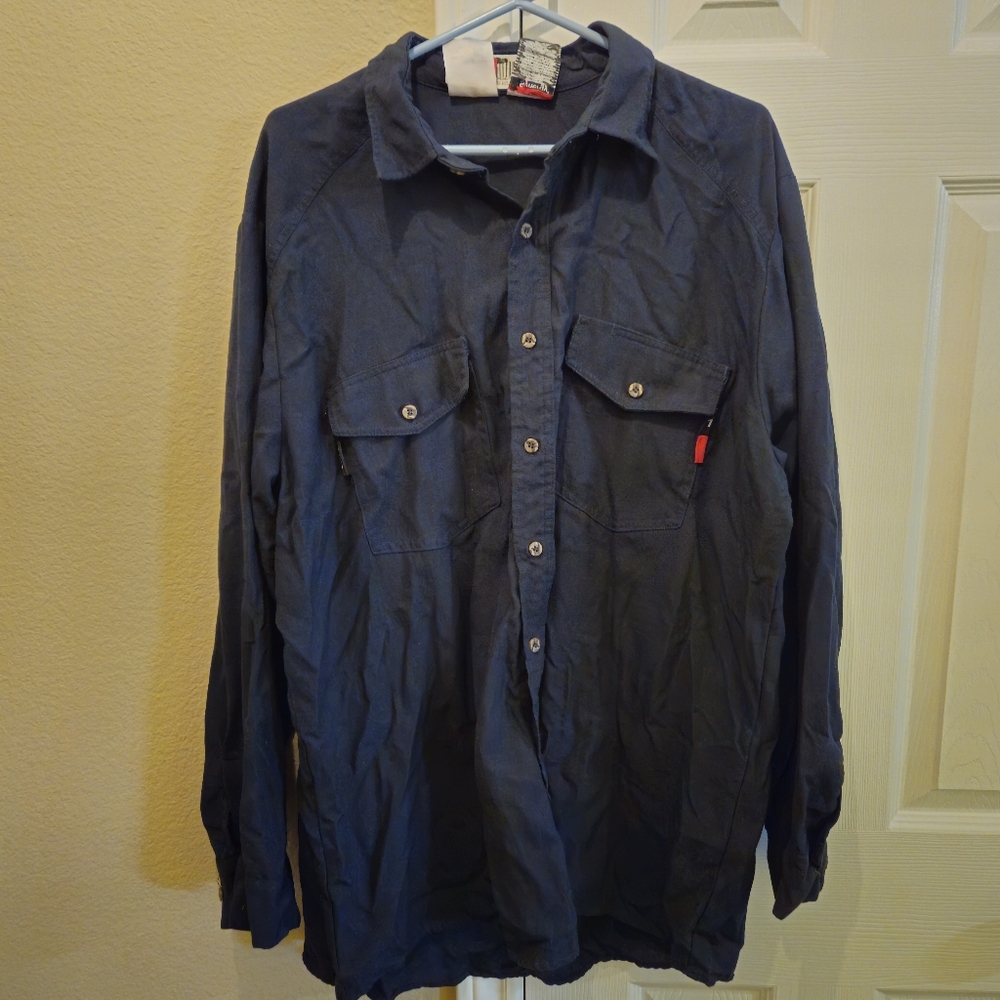 Steelguard FR Pro Flame Resistant Navy Long Sleeves Shirt - Size 1XLR